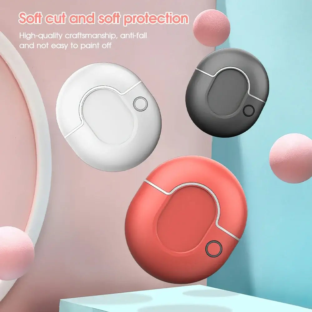 Soft, round, protective cases in white, gray, and coral colors with cutouts for buttons or ports.