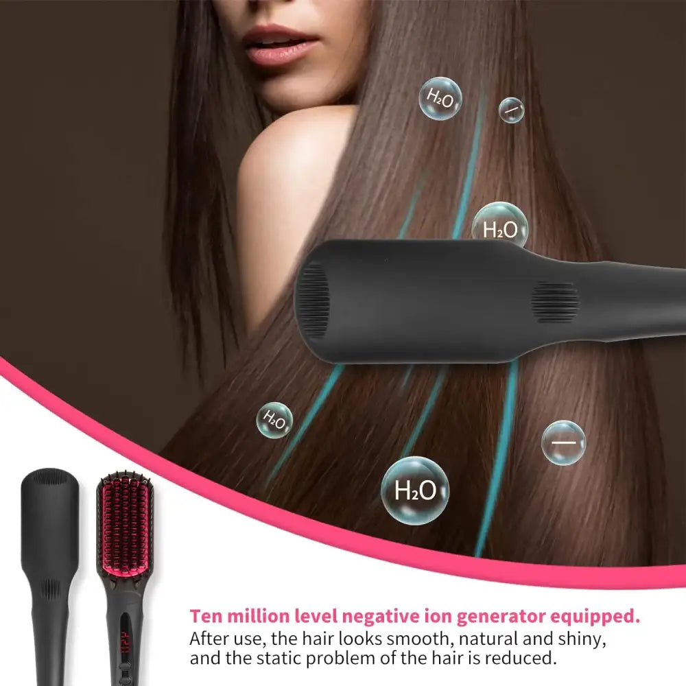 Hair styling brush with integrated ionic technology for smoothing and reducing static in hair.