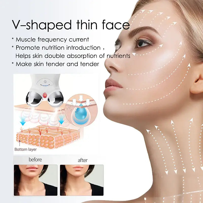 Side profile of a woman’s face with illustrated skincare treatment effects and benefits.