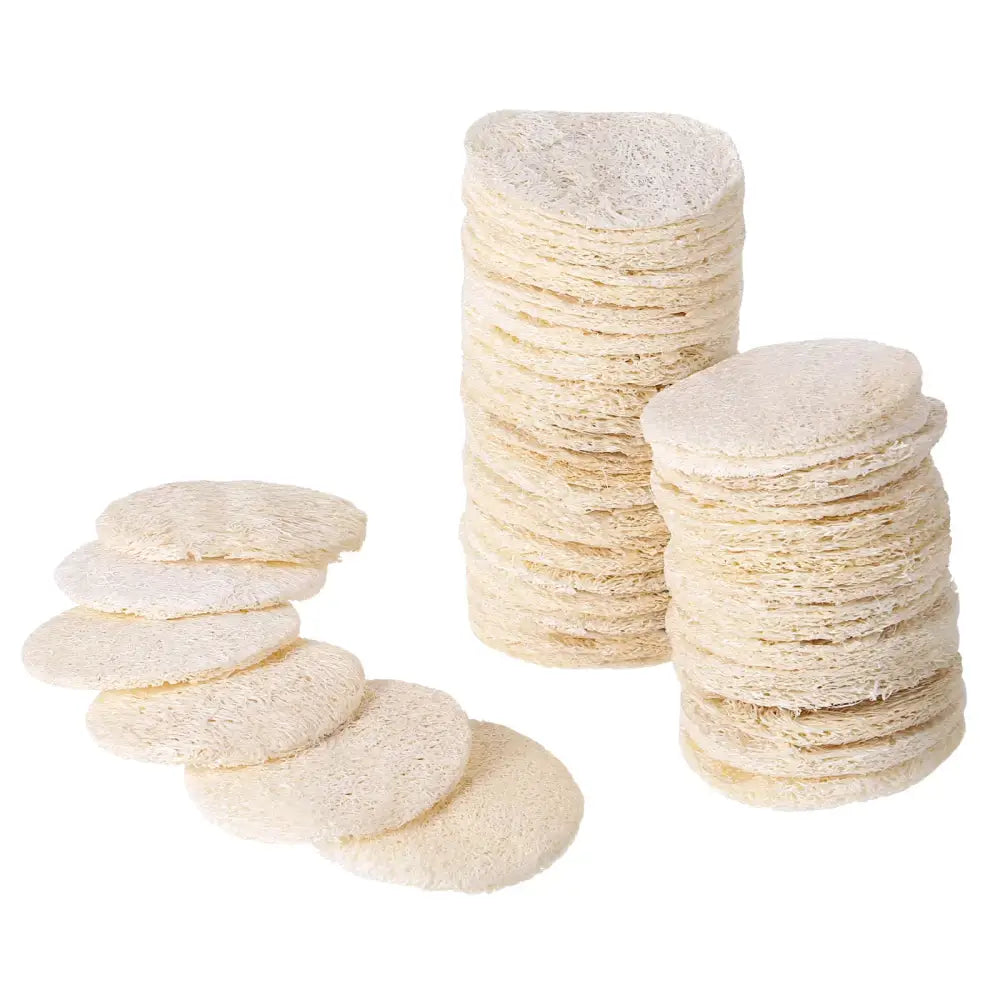 Stacks of round, thin, white rice cakes or crackers.