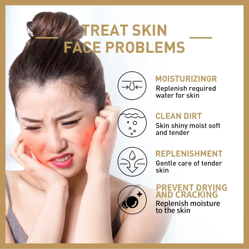 Advertisement for skin care treatments addressing various facial skin problems.