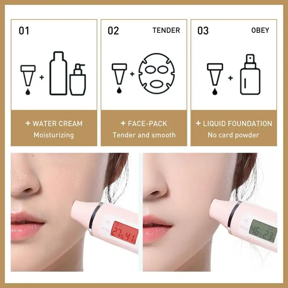 Step-by-step skincare routine guide with product application instructions and demonstration photos.