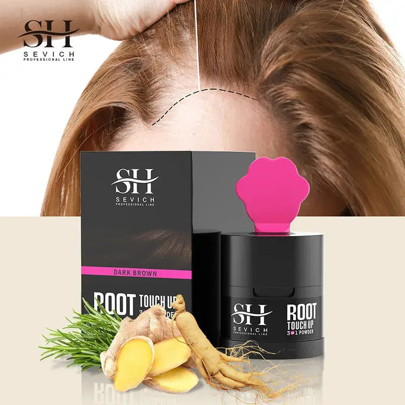 Hair root touch-up product with ginger root ingredients.