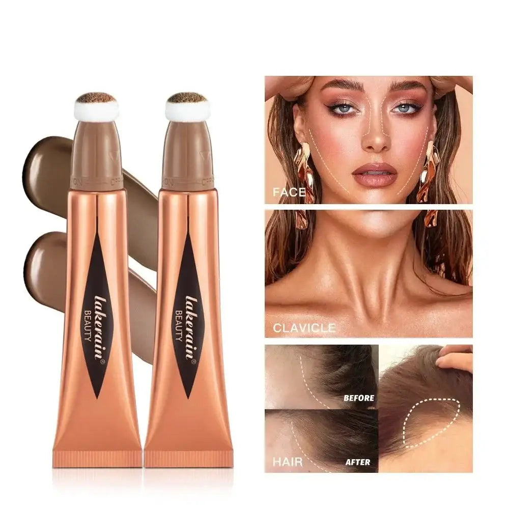 Makeup concealer tubes with before and after application images.