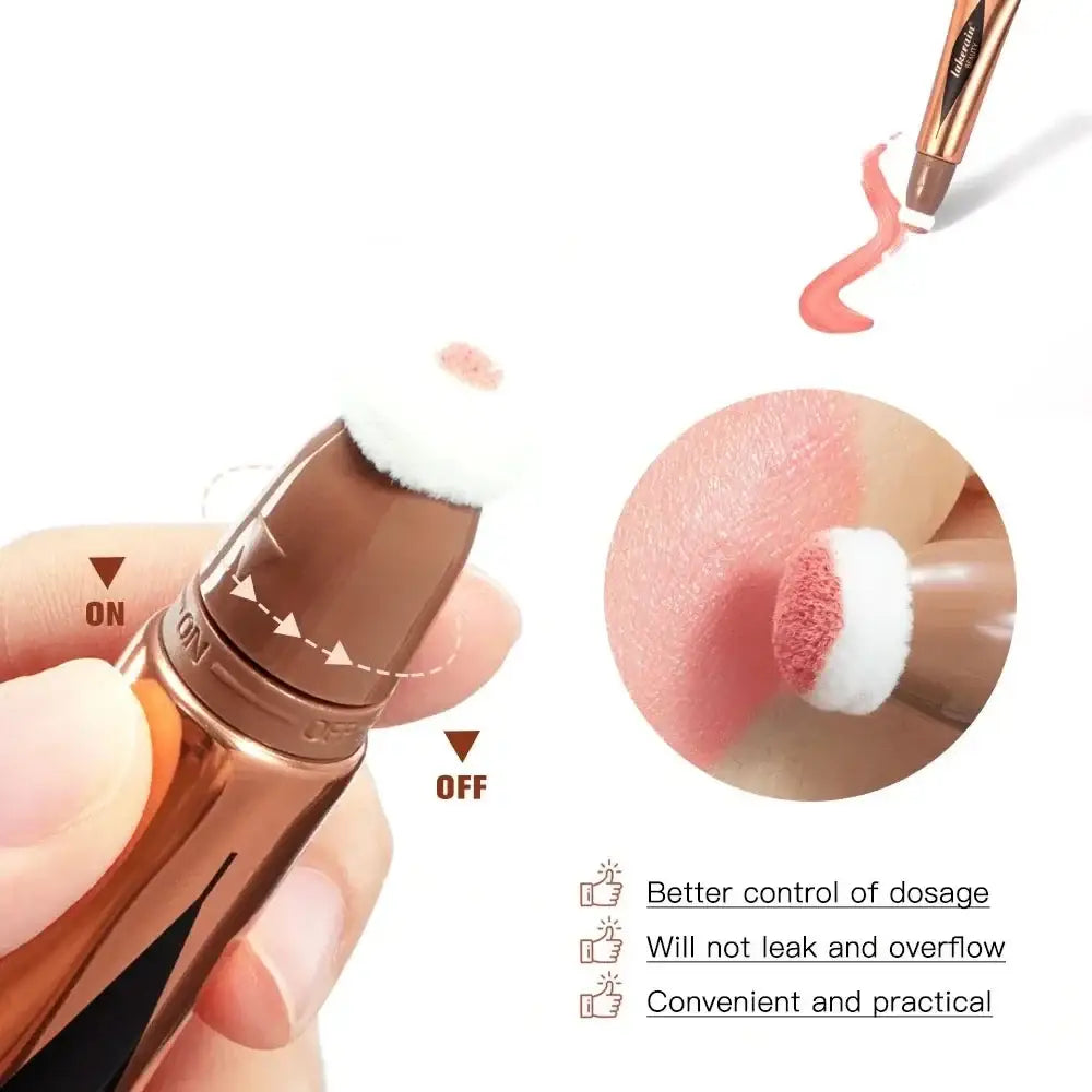 Makeup applicator with an adjustable tip for precise product application.