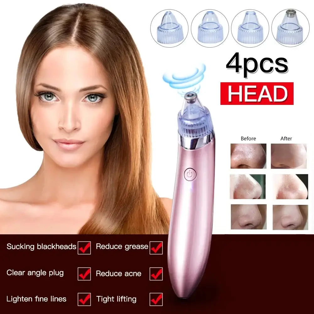 Handheld electronic facial pore cleaner device with interchangeable heads.