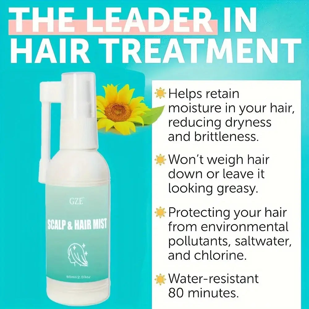 White bottle of scalp and hair mist treatment product.