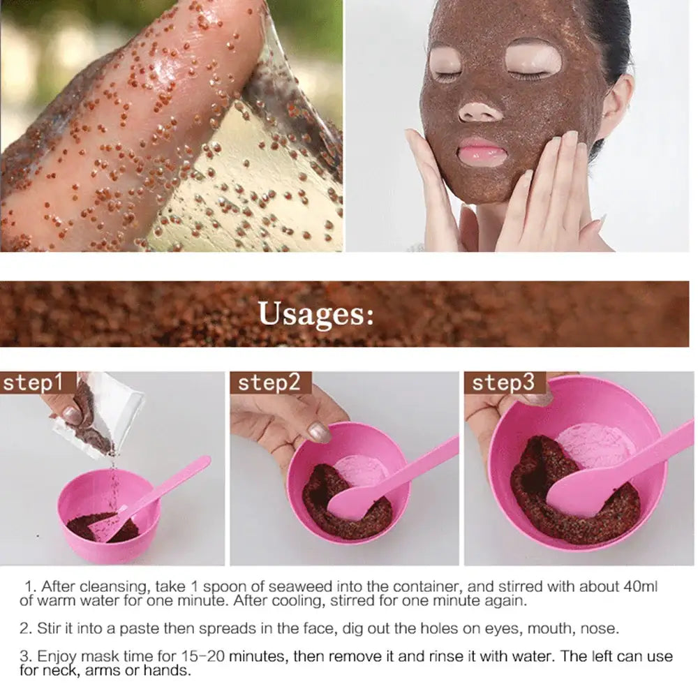 Coffee grounds facial mask and its application process.