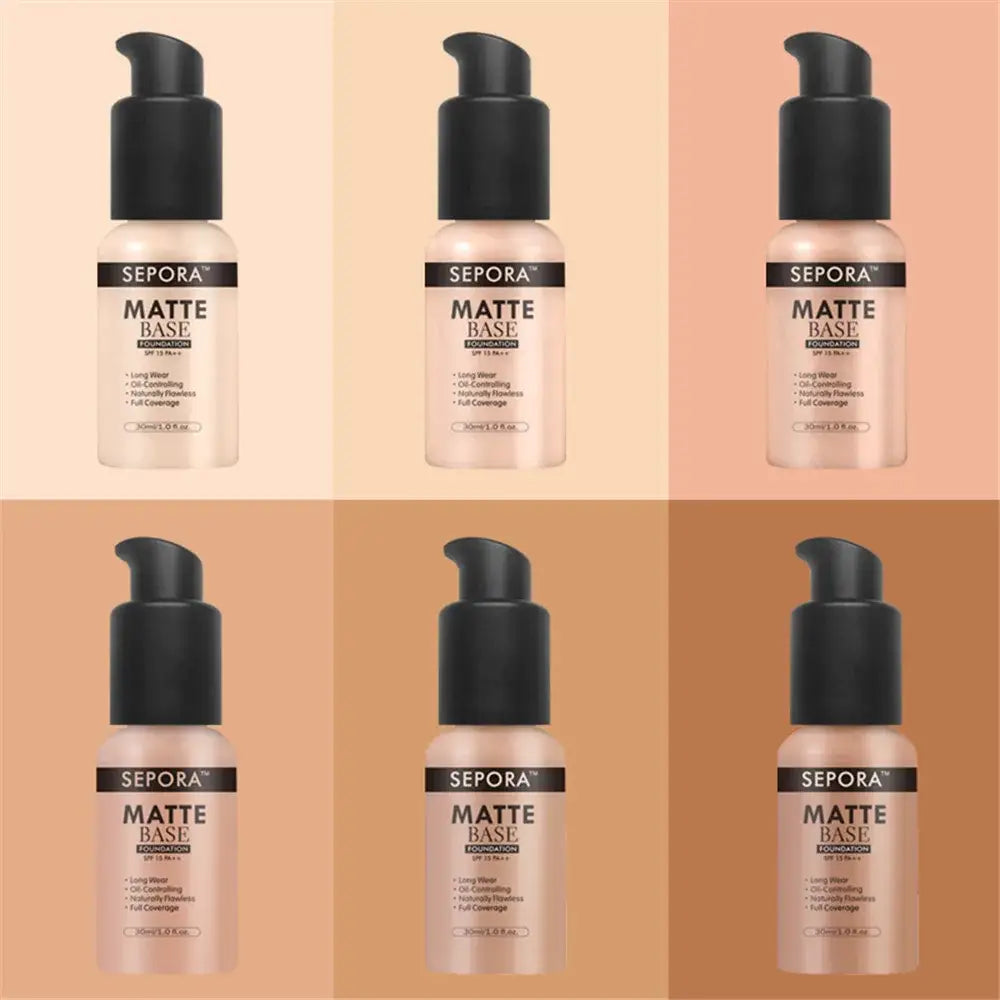 Sephora Matte foundation bottles in various shades.