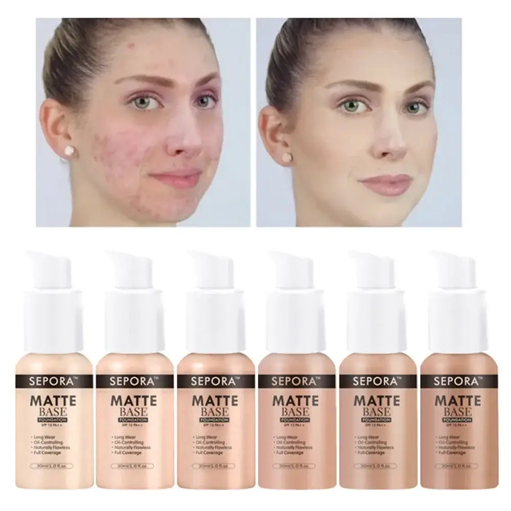 Sephora Matte Perfection foundation bottles in various shades.