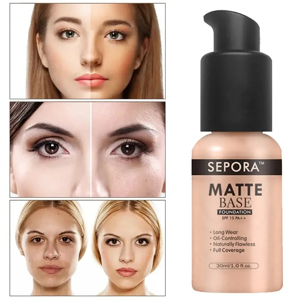 Bottle of Sepora Matte Base foundation makeup.