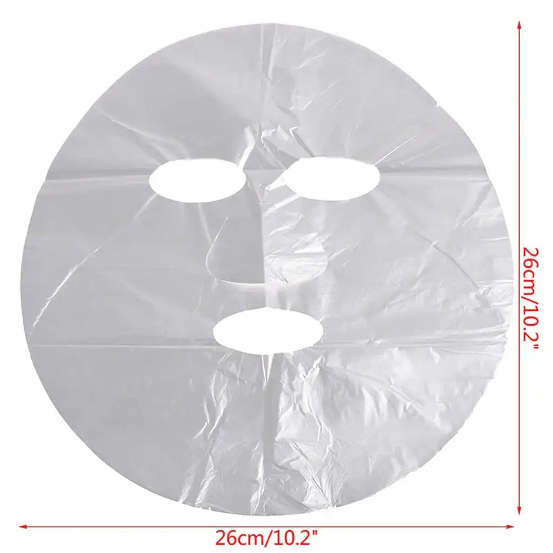 Disposable sheet face mask with eye and mouth cutouts.