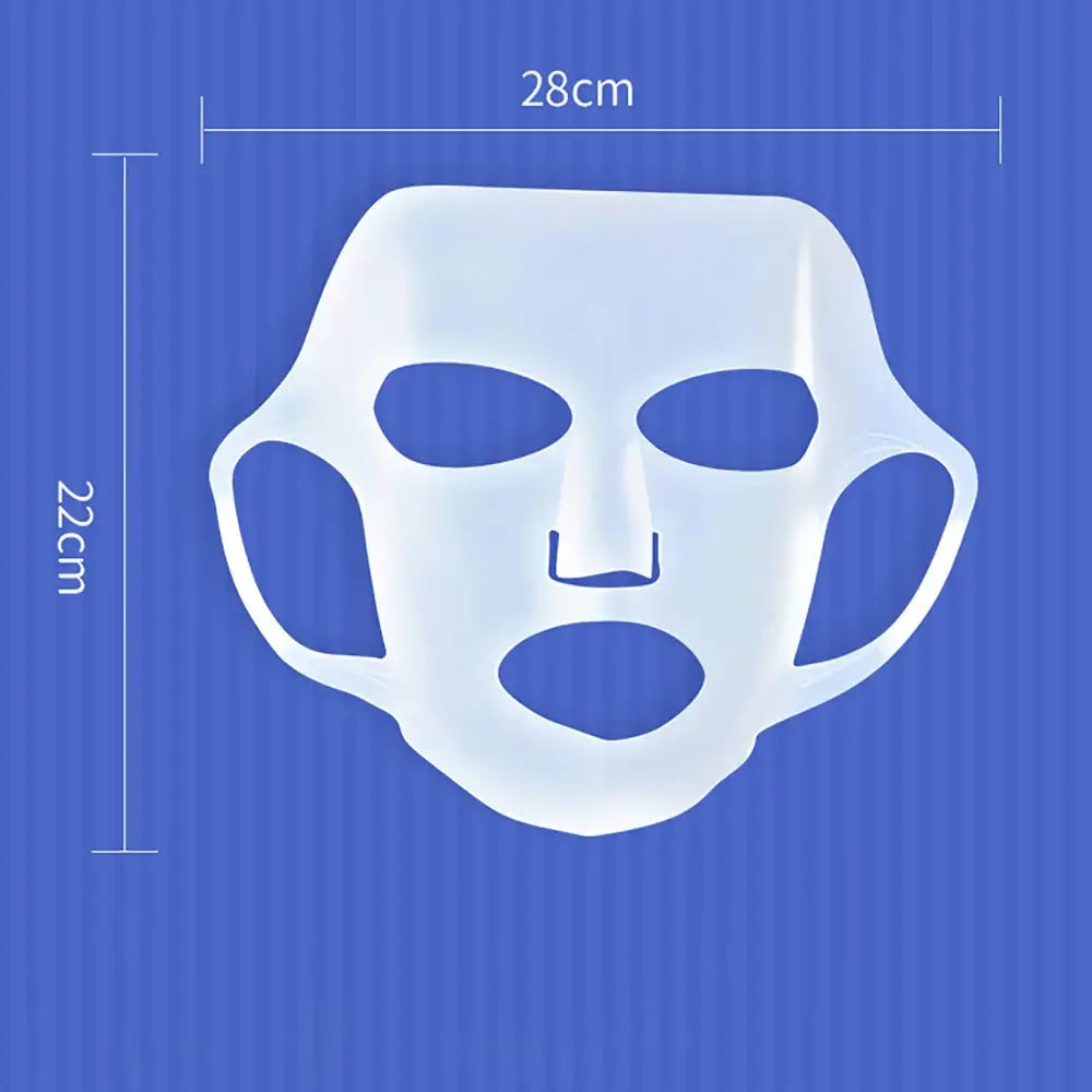 White facial mask with cutouts for eyes and mouth.