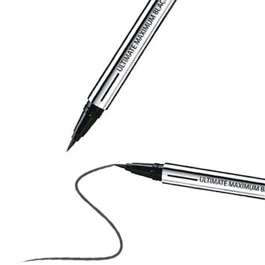 Sleek metallic eyeliner pen with a fine tip.