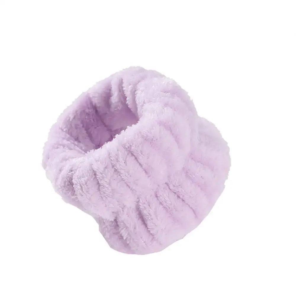 Soft, lavender-colored microfiber hair wrap or towel turban.