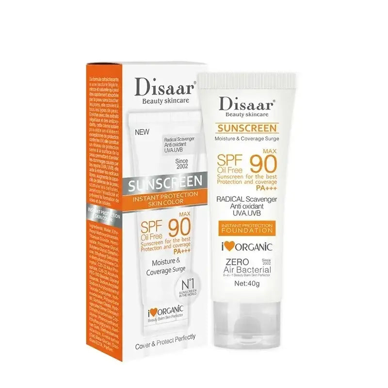 Sunscreen product with SPF 90 by the brand Disaar.