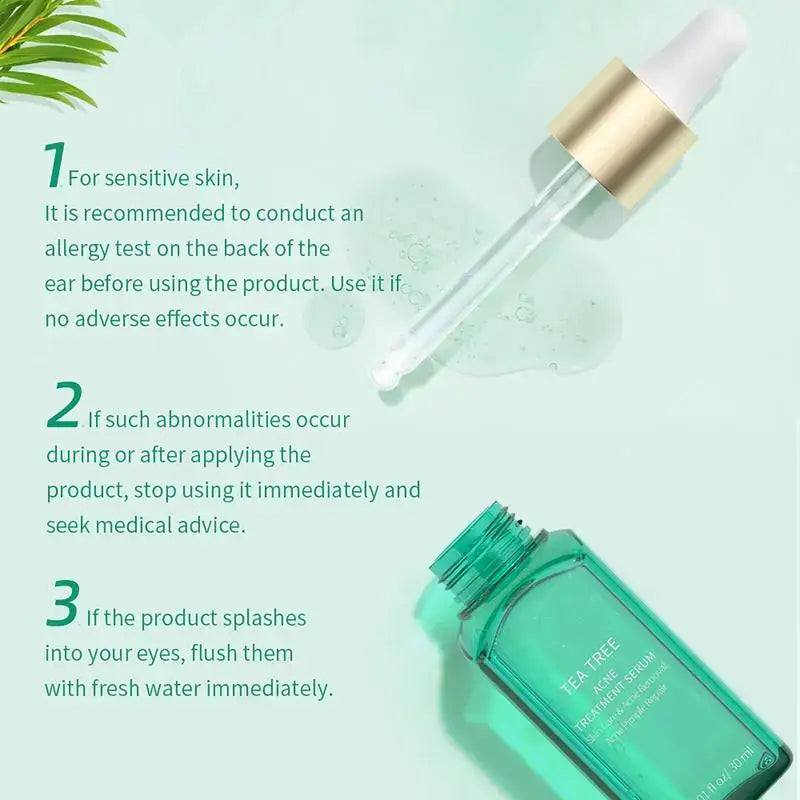 Green glass bottle with a dropper cap containing a skincare product.