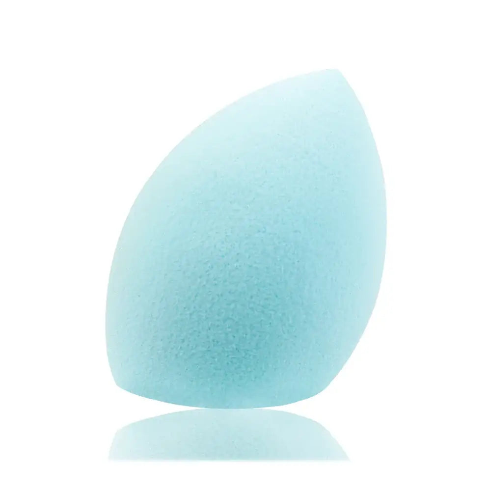 Light blue teardrop-shaped makeup sponge.