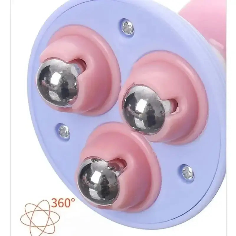 Circular device with three pink suction cups containing metallic spheres.