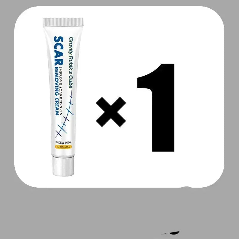 Tube of scar treatment cream labeled ’SCAR’ next to the number 1.