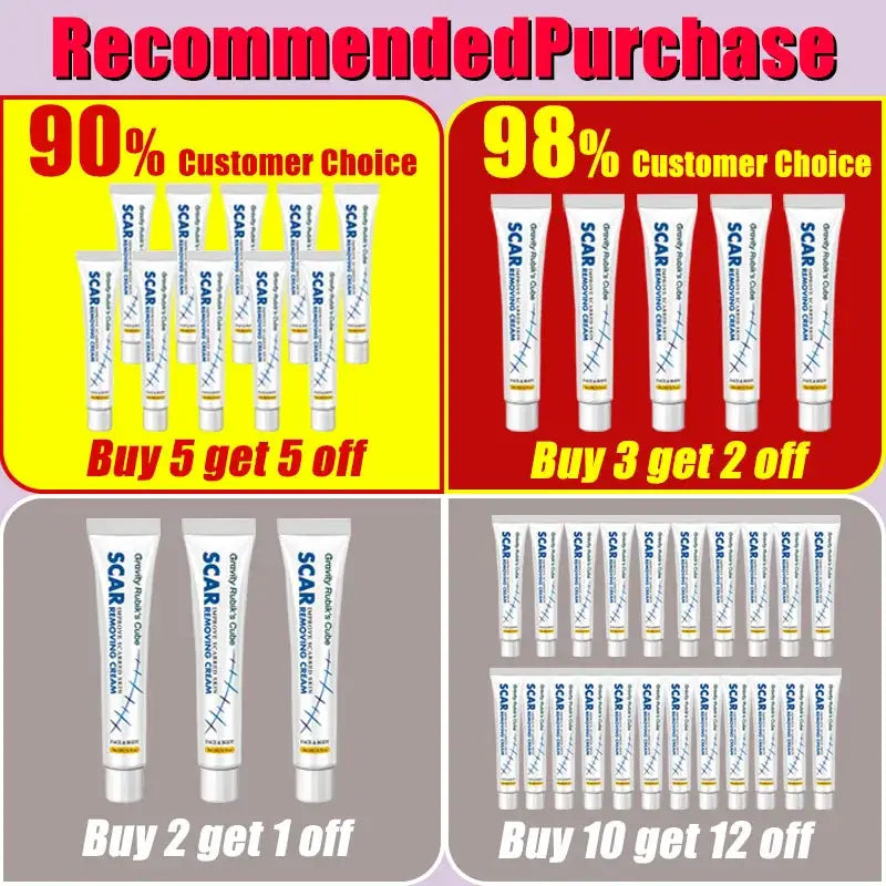 Toothpaste tubes with various promotional offers displayed.