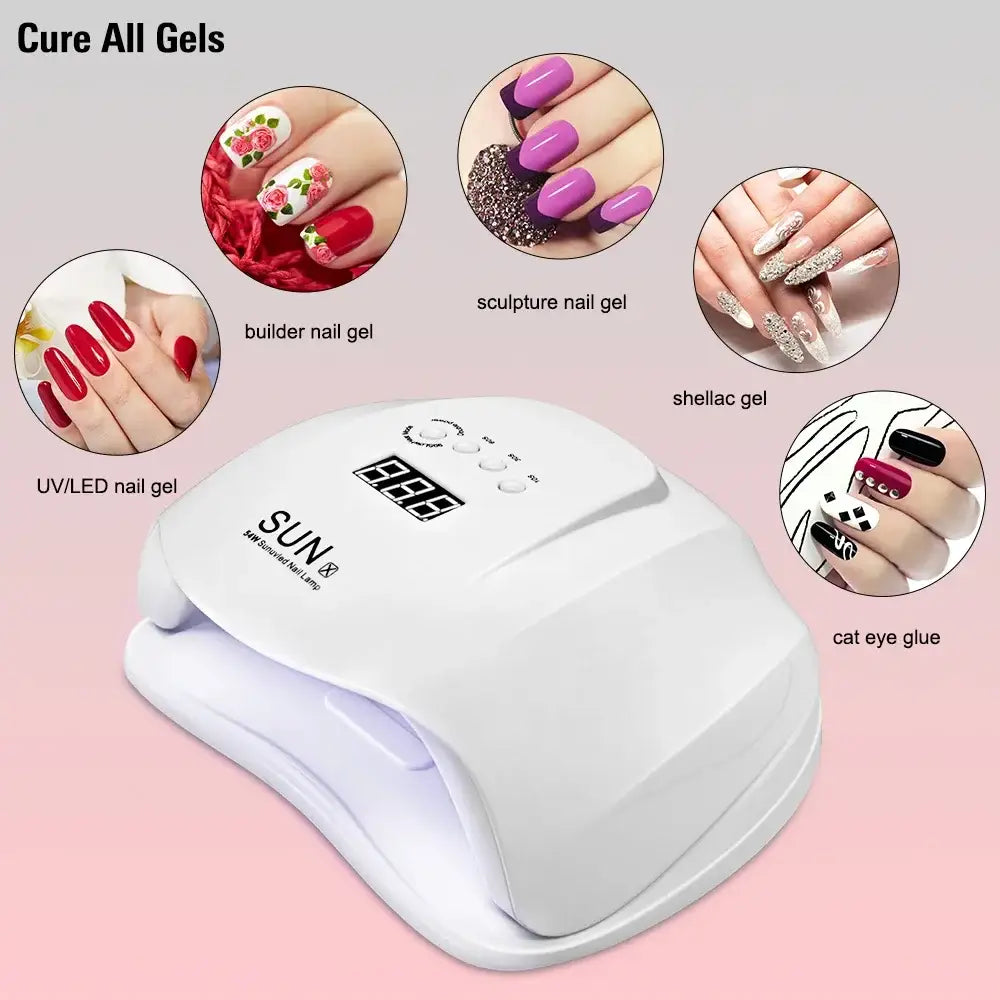 UV/LED nail lamp for curing various types of nail gels.