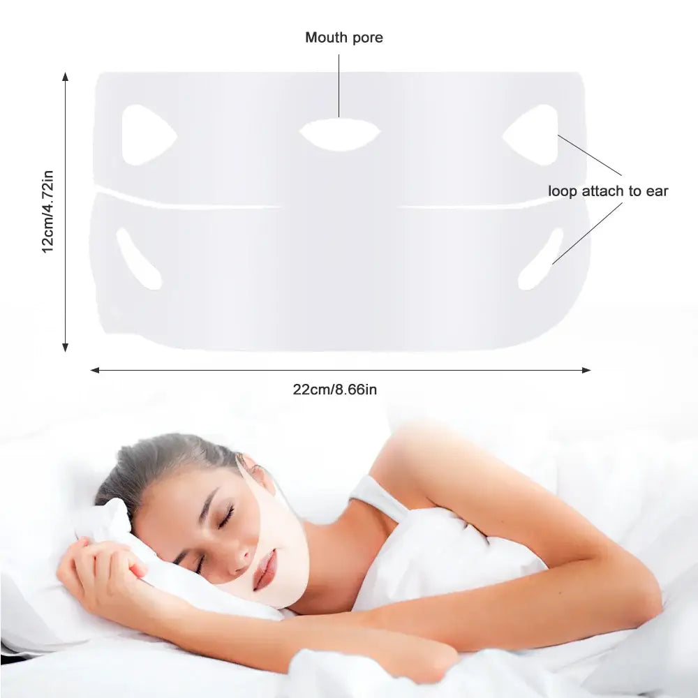 Face mask designed for use during sleep.