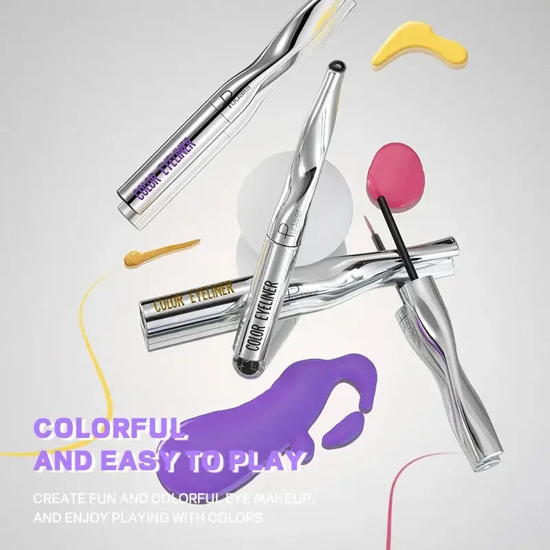 Metallic dental or orthodontic tools arranged with colorful abstract shapes.