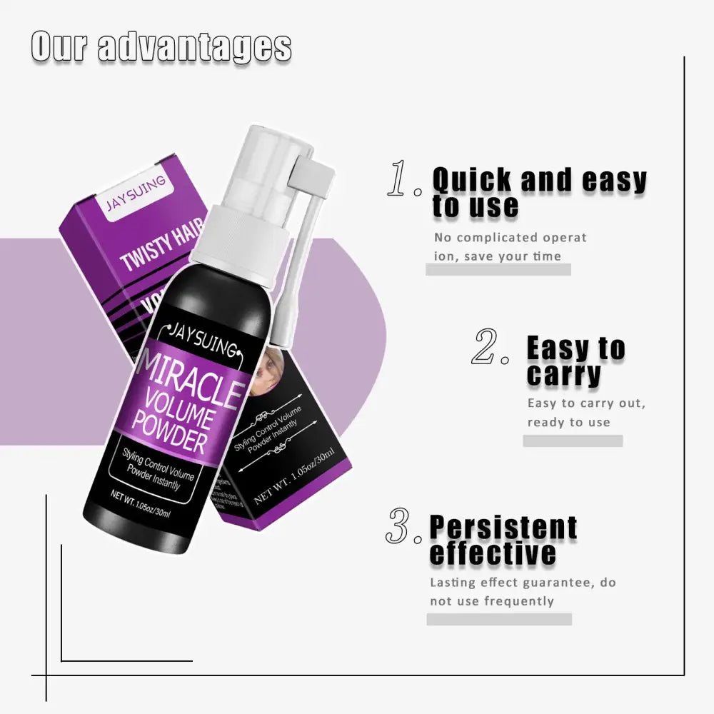 Bottle of Maybelline Miracle Volume Booster hair product with its purple packaging.