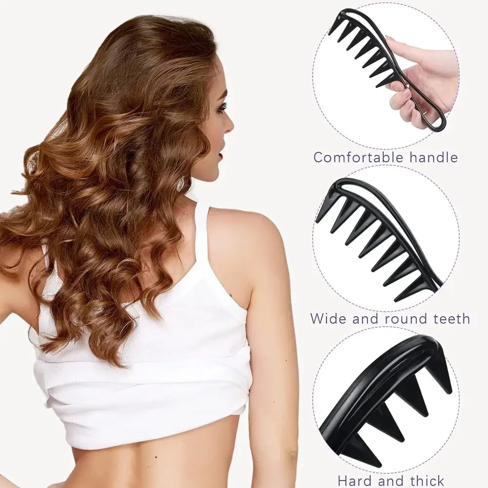 Wide-toothed comb for styling curly or thick hair.