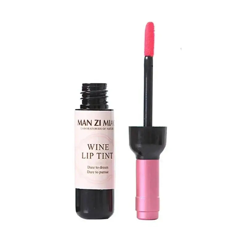 Wine-inspired lip tint product with a bottle and applicator wand.