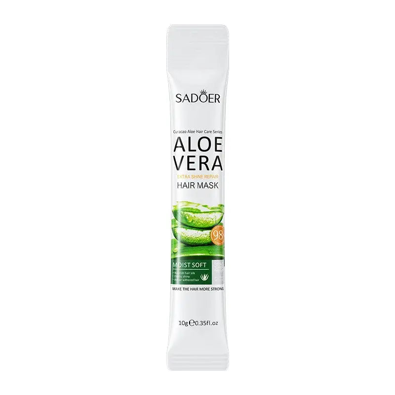 White tube of Sadoer Aloe Vera hair mask product.